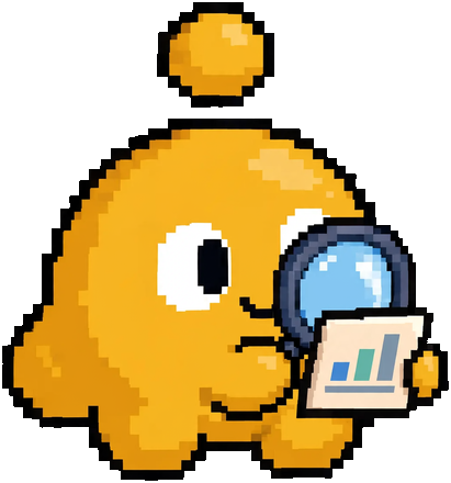 A yellow crewmate reading a bar chart through a magnifying glass.