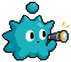 A teal spiky crewmate with a spyglass.