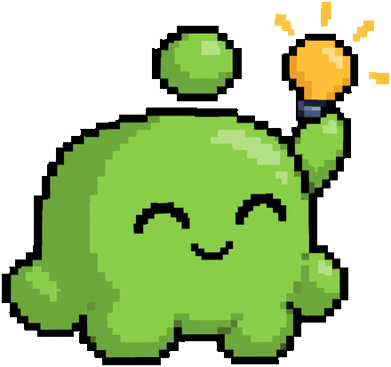 A green crewmate smiling under a lit light bulb.